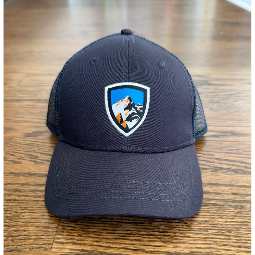 Kuhl Mountain Shield Trucker Hat Mens Navy Blue Mesh Snapback Hiking Cap